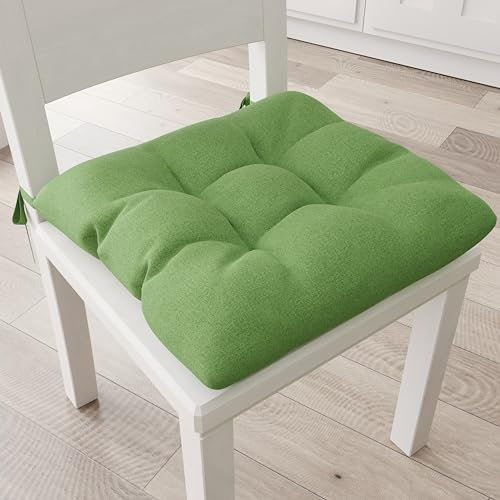 PETTI Artigiani Italiani - Cojines para Silla de Cocina, Juego de 6 Cojines para sillas de Cocina, Fundas para sillas de Cocina de algodón con Lazos, Verde Botella, 100% Fabricado en Italia