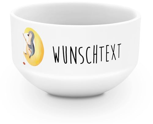 Mr. & Mrs. Panda Personalisierte Müslischüssel Pinguin Mond - Geschenke, Süßigkeiten, Neugierig, Schüssel personalisiert, mit Namen, Suppenschüssel, Müslischale, Schlafzimmer, schlafen