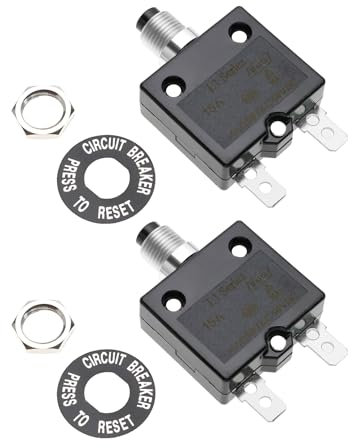 Create idea 2pcs 15A Disjoncteur Thermique à Réinitialisation Manuelle Protecteur de Surcharge Thermique Disjoncteur à Bouton-poussoir pour Alimentations Électriques de Transport Résidentiel
