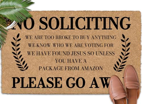 Shflytu No Soliciting Please Go Away 30x18 Keep Dirt Out with Rubber Door Mat Outdoors Outdoor Doormats for Front Door Winter Door Mat Outdoor Non Skid Rug
