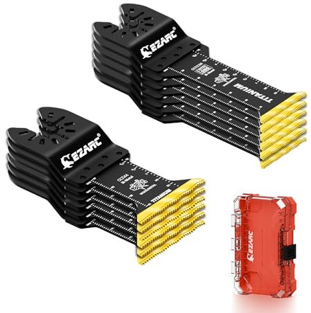 Lames de scie oscillante en titane EZARC, longueur standard et lames multitool oscillantes extra-longues pour la découpe de métal, de clous en bois, de vis, de plastique, lot de 12.