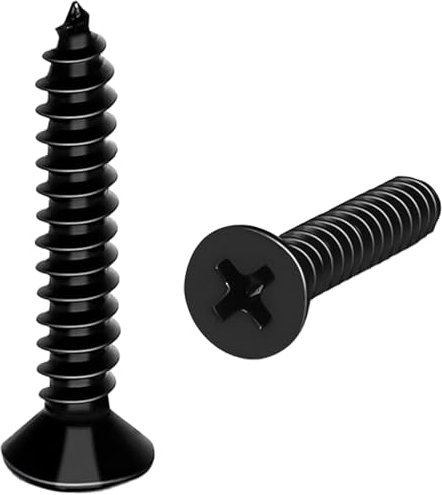 ORTAVA 100 Stück 4,8 x 25mm Schrauben, Holzschrauben, Edelstahlschrauben, Kreuzschlitzschrauben, Edelstahl A2V2, Vollgewinde, Schwarze Oxid