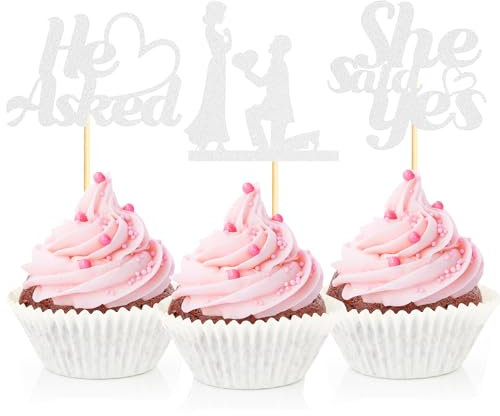 Sotpot Cupcake-Topper mit Herz für Hochzeit, Brautparty, Hochzeit, Verlobung, Party, Kuchendekoration, 24 Stück