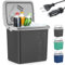 TOM 2in1 XXL Kühlbox 32l Brutto – elektrische Kühlbox – 230V & 12V Strom Anschluss – Elektrisch – für Auto, Camping, Wohnwagen & Co – Grau, Blau & Mint (Grau)