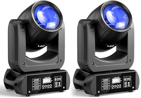 2er Pack 150W Moving Head LED DJ Bühnenlicht RGBW Spot Beam Licht GOBO Rotierender Scheinwerfer für Weihnachten Disco Konzert Party Hochzeiten