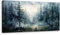 MHARTK66 Blaue Nebliger Wald Leinwand Bilder, 50x100 cm Groß Wandbilder Wohnzimmer Natürliche Landschaft Bild Aesthetic, Modern Wanddeko Kunstdruck Schlafzimmer Badezimmer Büro Esszimmer Küche