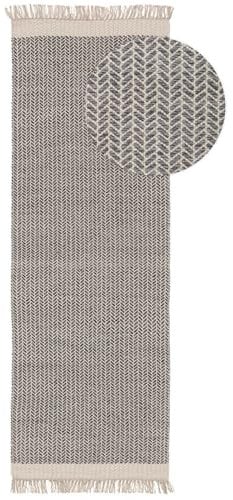 benuta Pure Wollteppich Kim - Grau 80x250 cm - Baumwolle,Wolle - Läufer & im Style: Ikat, Hygge & Cozy, Minimalistisch - Pflegeleicht für Wohnzimmer Schlafzimmer Flur Terrasse Balkon