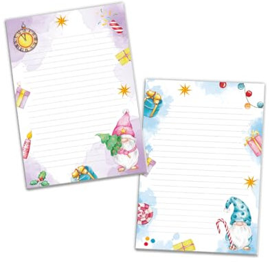 2 Blöcke Notizblock liniert Weihnachtsbriefpapier Weihnachten Weihnachtspapier Brief an Weihnachtsmann Kindermotiv für Mädchen Jungen (2 Blöcke/Variante 2 mit je 25 Blätter in A5-Format)