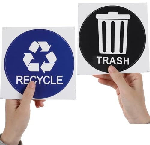 COMNICO 18 Pcs Recycle Sticker for Trash Can, Recycle Stickers Vinyl Self Adhesive Trash Sticker Label Sign Garbage Recycling Stickers Necessity for Home Office Kitchen