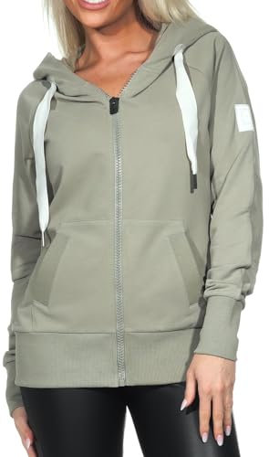 Elbsand Kelda Damen Sweatjacke mit Kapuze, Zip-Jacke, Reißverschluss
