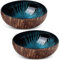 WIYETY Juego de 2 cuencos de coco Splash, en azul y negro, cuenco decorativo, para llaves, joyas, aperitivos (azul)