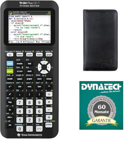 Casio Taschenrechner TI-84 Plus CE-T Grafikrechner + Schutztasche Garantie 60 Monate - wissenschaftlicher Schulrechner programmierbar Tasten elektronisches Farbdisplay Schule Akku Python Edition