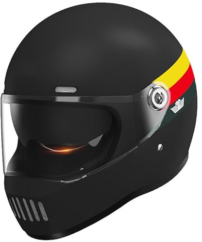 Caschi Da Moto Retrò Alla Moda, Caschi Integrali Con Doppia Visiera E Cinturini Sottogola A Sgancio Rapido, Caschi Da Moto Fuoristrada Certificati DOT/ECE Da Uomo E Da Donna B,54-61cm