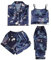 Bodyspray Damen，Kurz 4 Teiliges Kurzarm Schlafanzug Nachtwäsche Cami Und Shorts Set Frauen Silk Pjs Sets Hemd Und Shorts Lange Hose Kuschel Pijamas Set Elegant Hausanzug Loungewear