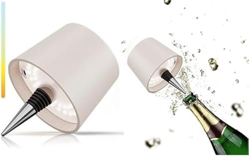 MU LIN Lampada Bottiglia da Tavolo Ricaricabile Senza Fili - Controllo Touch da 3 Modalita Temperatura di Colore, Dimmerabile, Khaki