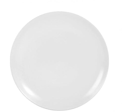 Lot de 12 assiettes rondes BANCA en fine porcelaine blanche, plat rond de service pour desserts, salades et gâteaux - diamètre 20 x hauteur 2 cm