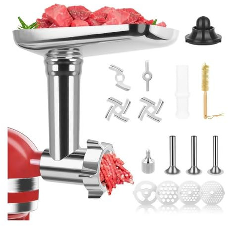 FHAJKTJB 304 Dishwasher Safe ,Stainless Steel Food Grinder Attachment ,Compatible For KitchenAid, Food Grinder Compatible With Meat Grinder Attachment