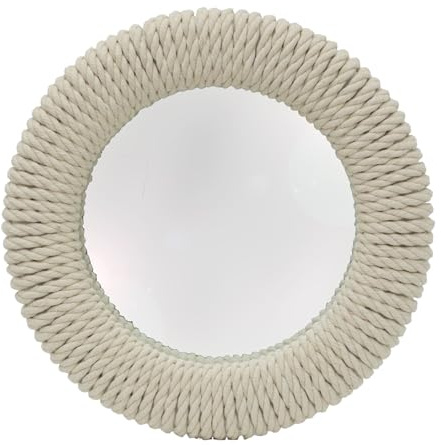 Carousel Home Natural Rope Wall Mirror | Round Nautical Wall Mirror for Bathroom or Hallway Decor - 30cm