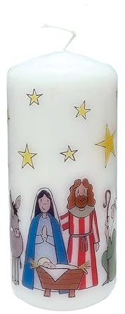 Alison Gardiner Mini-Stumpenkerze von The Nativity – geruchlose Wachskerze, religiöse Weihnachtskerze, 40 Stunden Brenndauer, handgefertigt in Großbritannien, perfekt, um Tischdekorationen und