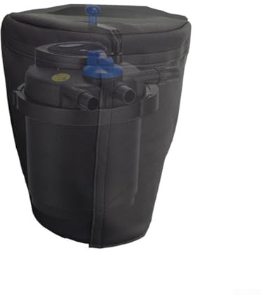 Isolierte Abdeckung für Teichfilterausrüstung, Druckfilter, biologischer Filter, Hitzeschutz für Gartenteiche, wasserdicht, robuste 210D-Konstruktion, schwarz