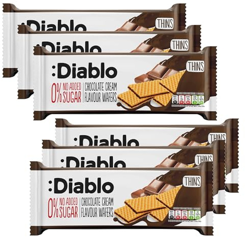 Diablo No Added Sugar Chocolate Cream Wafers - Nut-Free & SOYA-Free Thin Wafers, Perfect for Guilt-Free Snacking & Special Occasions, Sweet Treats for All - 150g, Pack of 6