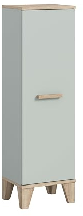 xonox.home – Badmidischrank Star 34x116x31 cm in Hellgrün und Eiche hell Nachbildung – Hohe Badkommode mit Türen und Fächern – Handtuchschrank für das Badezimmer – Funktional und Dekorativ