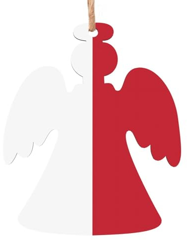Ciondolo natalizio a forma di angelo, in legno, 6 pezzi, bandiera di Malta, decorazione per albero, porte, finestre, tavolo