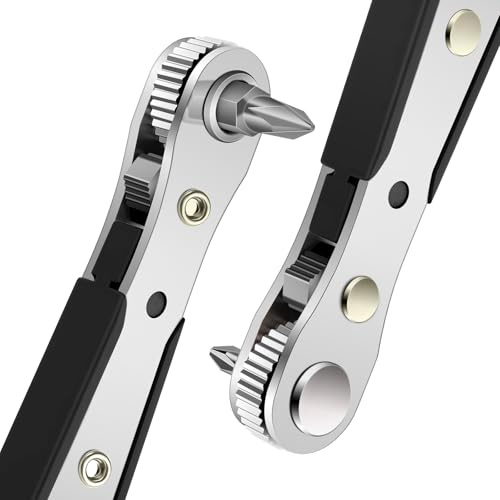 OSDUE Ratschenschlüssel Magnetisch, 110mm 1/4 Zoll Ratschen Wendeschrauber, Mini-ratschen Schraubenschlüssel für Gadgets, Autos, Häuser, Maschinen und andere Geräte - Schwarz A