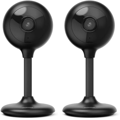 Hama Überwachungskamera innen WLAN (smarte WLAN Kamera mit App, Nachtsicht, Aufzeichnung, mit Bewegungsmelder, Gegensprechanlage, Tonerkennung, auch als Haustierkamera oder Babyphone, 1080p) schwarz