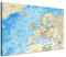 LANA KK – Europakarte Leinwandbild mit Korkrückwand zum pinnen der Reiseziele „Europakarte Frozen” - englisch - Kunstdruck-Pinnwand Globus in blau, in 120x80cm