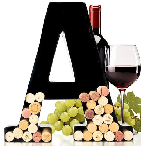 Metall Weinkorkenhalter - Deko Buchstaben A bis Z | Einweihungsgeschenk | Wein Deko für Hausbar - Wein Geschenk für Brautparty - Verlobungsgeschenk - Geschenk Hochzeit | Weinkorken Deko | Home Deko