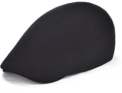 VOBOOM Men's Cotton Flat Ivy Gatsby Newsboy Driving Hat Cap (Style2-Black)