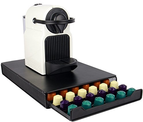 60 Pod Coffee Drawer | Stylish Black Capsule Organiser | Nespresso Compatible | Drawer Storage & Coffee Machine Stand | Non - Slip feet | M&W
