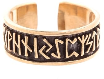 Windalf Ring RÚNAR h: 0.7 cm Offener Wikinger Runenring Hochwertige Bronze (Bronze, 70 (22.3))