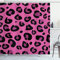 ABAKUHAUS Hot Pink Duschvorhang, Leopard Tierhaut, Stoffliches Gewebe Badezimmerdekorationsset mit Haken, 175 x 200 cm, Schwarz Pink