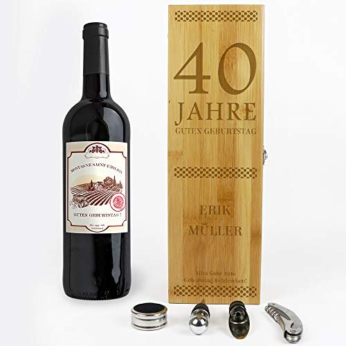 CADEAUX.COM - Coffret Sommelier Personnalisé - Prestige - 4 Accessoires Sommelier - Tire Bouchon - Bec Verseur - Bouchon Stop Goutte - Bouchon Stoppeur -Idée Cadeau Personnalisé Avec Prénom Et Message