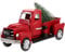 NUOBESTY Christmas Truck Red Model Vintage Metal Car Figurine Collectible Toy With Mini Christmas Tree For Table Top Ornament Decoration