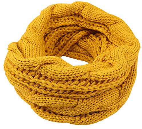 Martin Kench Warmer Strick Loop Schal, Gestrickt Schlauchschal, Damen Schal, Unisex Einfarbiger Strickschal Winterschal Damen Mädchen (Gelb)