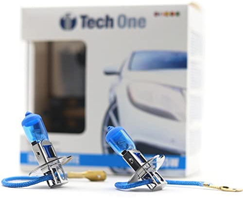 CODE TECHONE H3 Scheinwerferlampe mit Xenon-Effekt, 55 W, 12 V, superweiße Halogenlampe, 8500 K, Ersatz-Kit für H3-Lichter, warmweiß (2 Stück)