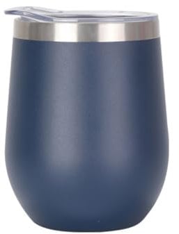 Gteller 12 oz Stainless Steel Wine Tumbler Stemless Glasses with Lid, Double Wall Insulated Travel Mug Perfect for Wine, Coffee, Drinks, Champagne, Cocktails (Blue)