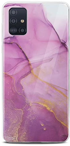 ONEFLOW Sense Case kompatibel mit Samsung Galaxy A51 Hülle in Marmor Optik, Schutz für Kamera und Bildschirm, Glitzer Handyhülle aus Silikon - glänzend Violett (Affection)