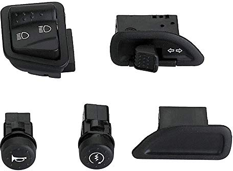 Interruptores de motocicleta Feiteplus de nylon conjunto de botones para PIAGGIO ZIP 50, con bocina, señal de giro, haz alto/bajo, eléctrico, interruptores de arranque, pulsador, manual, negro