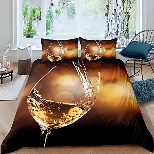 Champagner. Bettwäsche-Set Feiert neuste Bettwäsche Set 135x200cm Prost, Brown. Betten Set für Kinder Jungen Mädchen Teenager 2St.Reißverschluss Mikrofaser