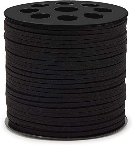 ISIYINER Corda di Cuoio, Suede Cord Cordino in Finta Pelle Corda per Collana di Tessitura, Braccialetto Fai da Te, Confezione Regalo, Decorazione Acchiappasogni 3mm X 90m (Nero)