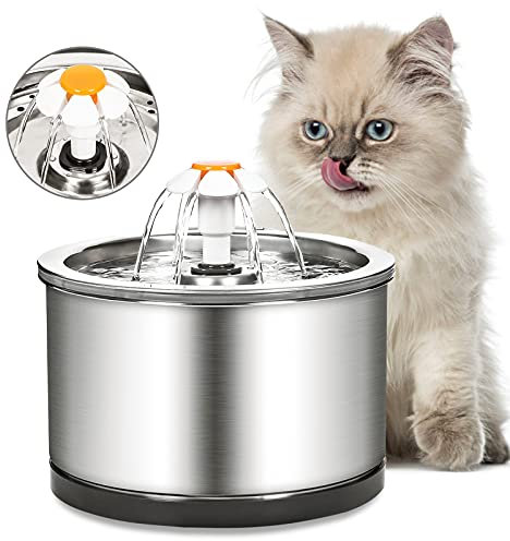 Diealles Shine Fontaine à Eau pour Chat Silencieuse en 4 étapes 2.5L avec Lumière LED et Filtre