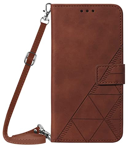 PekaTech Handykette für Samsung Galaxy S20 Schutzhülle, PU-Leder Hülle - Handyhülle mit Band zum Umhängen - Klapptasche Handytasche Case mit Handy-Kette, Kartenfach und Portmonee, Braun