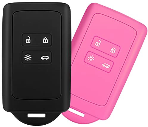 Yosemy 2 STK Autoschlüssel Hülle kompatibel mit Renault 4-Tasten Smartkey Autoschlüssel, Silikon Schlüsselhülle (nur Keyless Go) -Schlüssel Hülle für Clio/Espace 5 / Master Bus/Talisman usw.