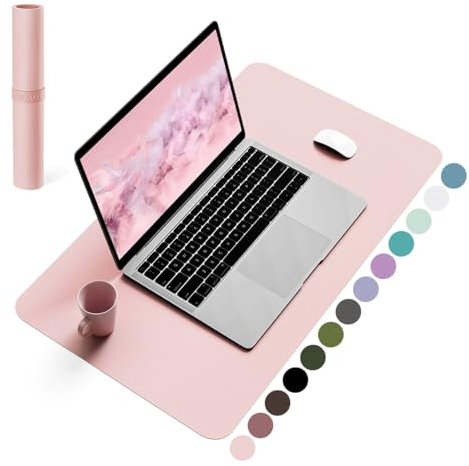 YSAGi Schreibtischunterlage, Mauspad mit Leder und Rutchfeste Wildleder, Multifunktionales Office Mousepad Laptop Schreibunterlage, Tisch-Schutz Unterlage für Büro/Home-Office (Rosa, 60x35cm)