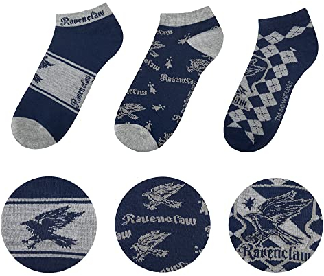 Cinereplicas HARRY POTTER - Chaussettes - Set de 3 - Serdaigle - Licence officelle - Taille unique - du 35 au 45 EU
