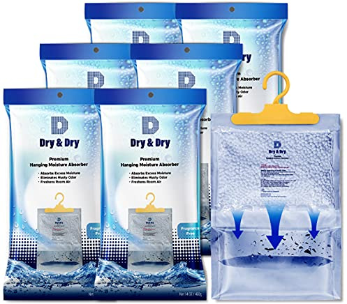 Dry & Dry 6 Packs [Net 14 Oz/Pack] Moisture Absorbers Dehumidifiers for Home Dehumidifier for Basement Dehumidifiers for Bedroom Small Dehumidifiers - Dehumidifiers Moisture Absorbers